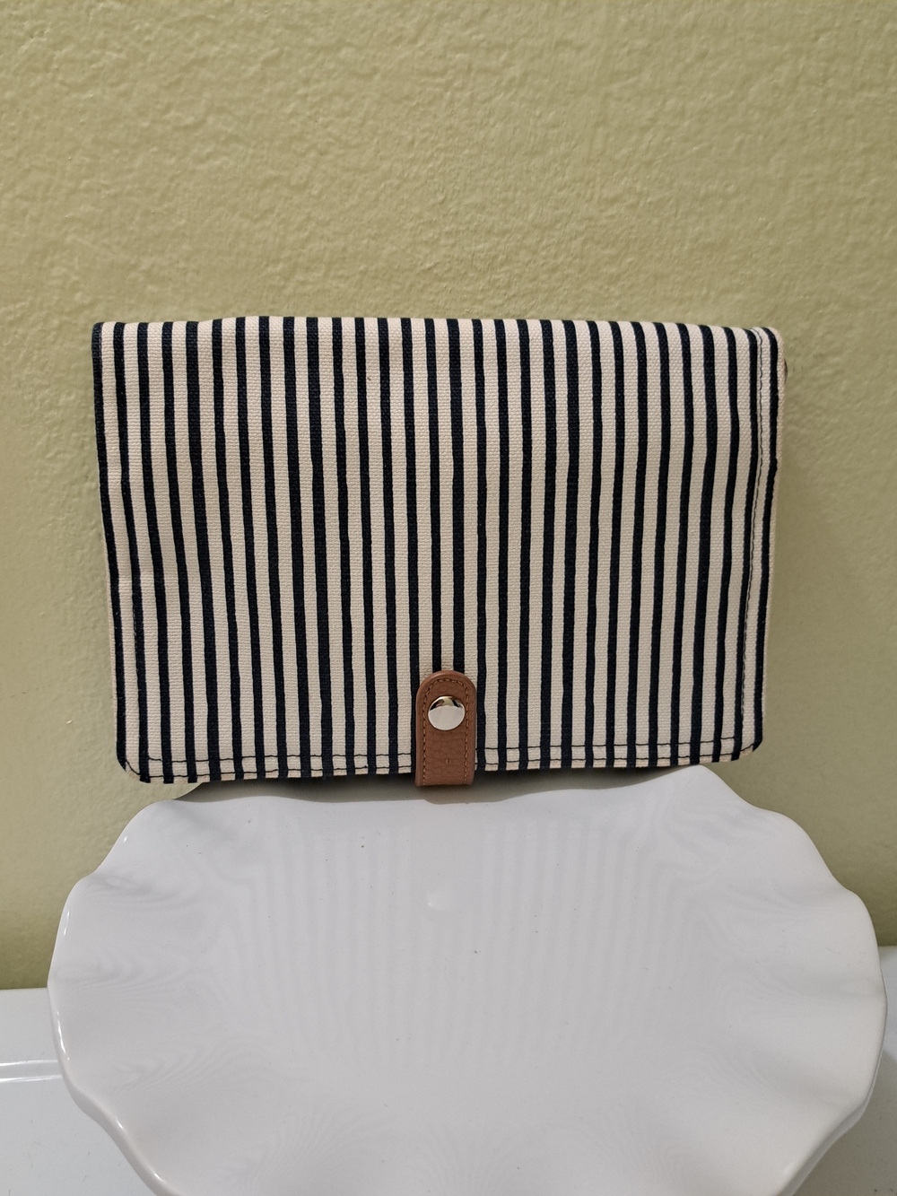 thirty-one Navy & White Striped Foldover Soft Clutch